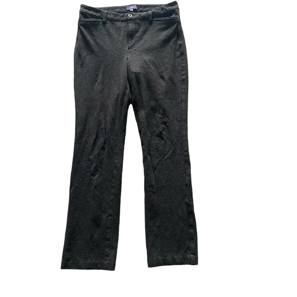 NYDJ Straight Leg Ponte Knit Pants Gray Size 10 Stretch Career Office